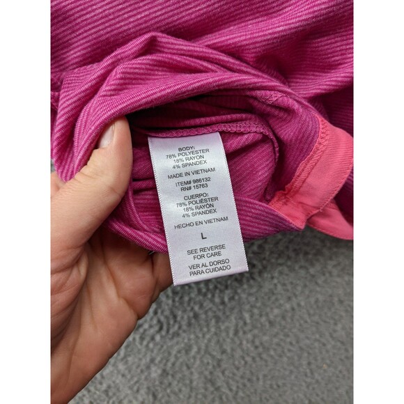 Champion Women's Fuschia Striped V-neck Long Sleeve Shirt NEW with Tags - Picture 9 of 13